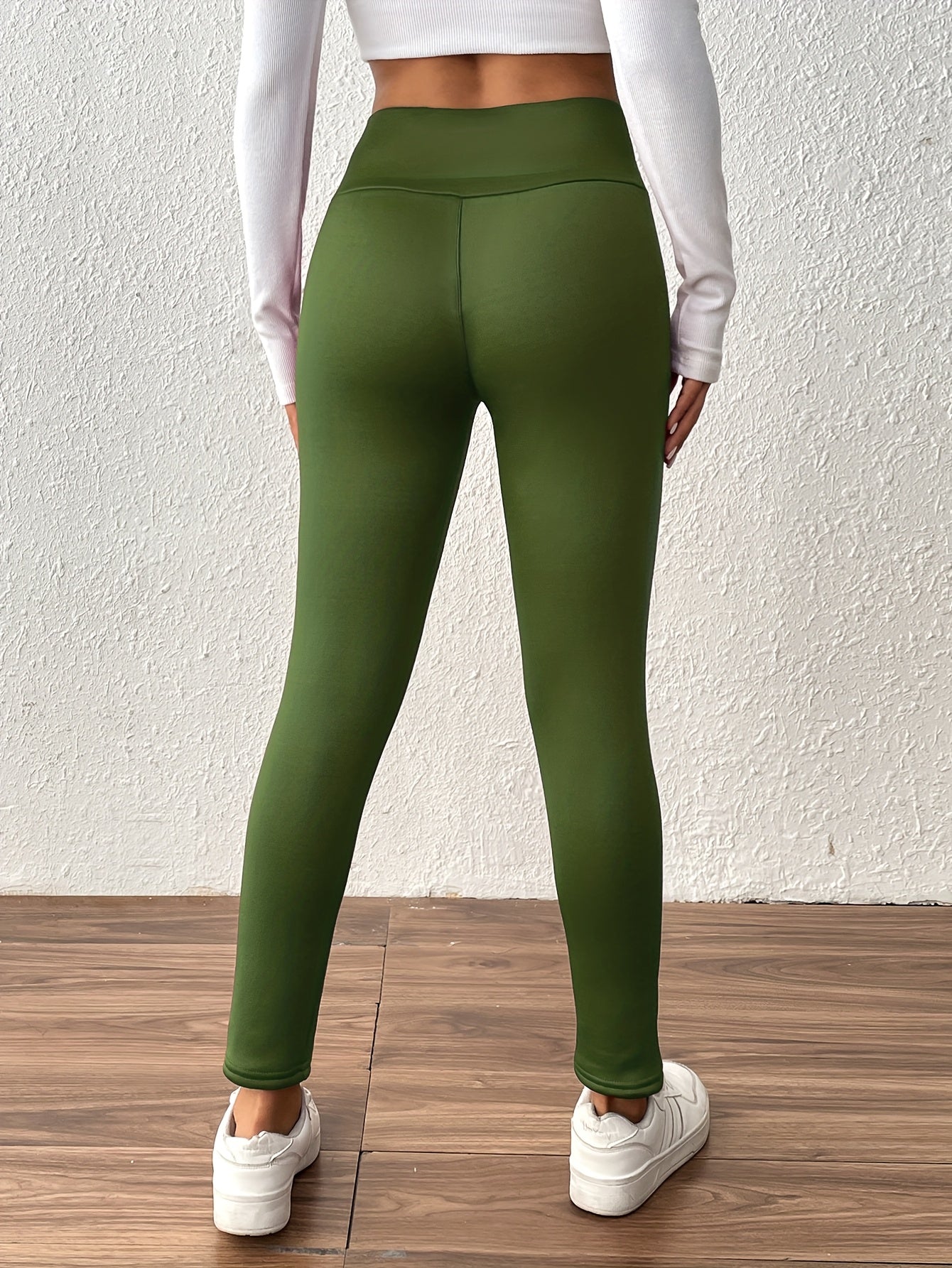 Damen Thermo-Leggings mit dickem Fleece-Futter und hohem Bund – Winterwärme, dehnbarer Skinny-Fit, einfarbig, lange Länge, perfekt für Freizeit- oder Outdoor-Aktivitäten