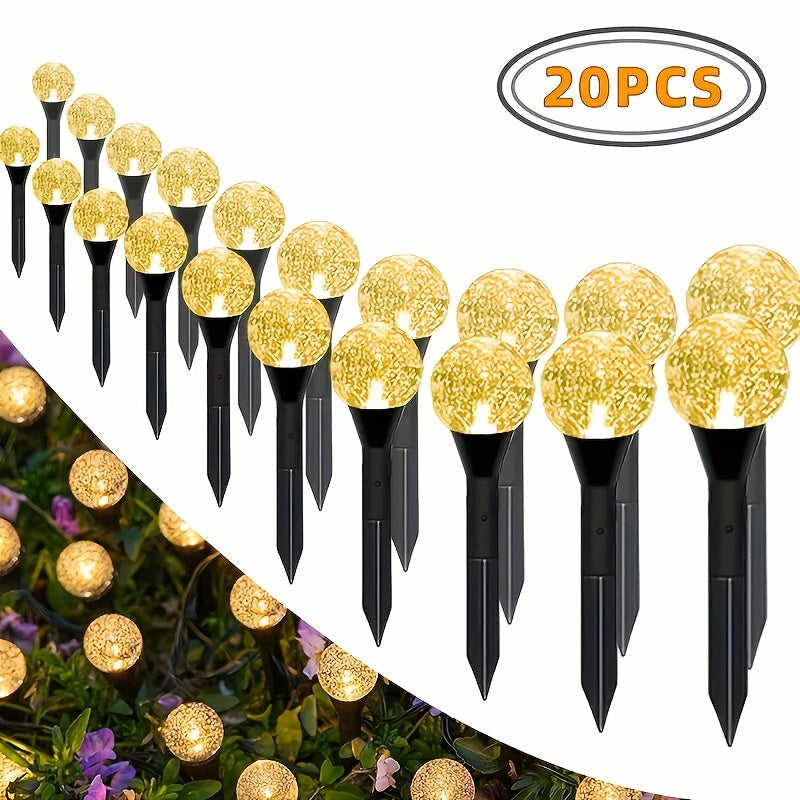 20 Stück Solar-Garten-Kristalllichter, Außen-Rasenlichter mit 8 Lichtmodi, automatische Abschaltung am Tag undNight-On for Summer, Camping, Christmas, Wedding, Party, Birthday Pathway Decorations