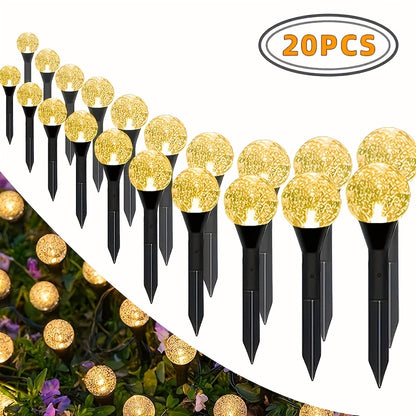 20 Stück Solar-Garten-Kristalllichter, Außen-Rasenlichter mit 8 Lichtmodi, automatische Abschaltung am Tag undNight-On for Summer, Camping, Christmas, Wedding, Party, Birthday Pathway Decorations