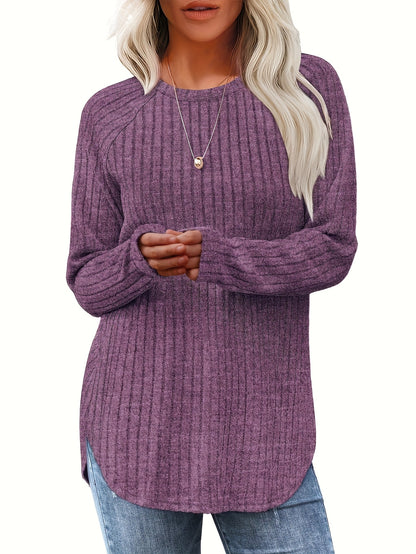 Vierteiliges Set Damenmode Oberteil Herbst Winter Basic Locker Elegant Rundhals Langarm Pullover