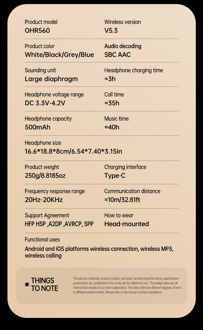 Acer Ohr560 Kabellose Kopfhörer | Over-Ear mit ANC Geräuschunterdrückung, Vollumfassendes Ohrdesign, Faltbar, Eingebautes Kondensatormikrofon, Hi-Fi Stereo Sound, HD ENC Anrufgeräuschreduzierung, Kompatibel mit 3,5-mm-Audiokabel, USA