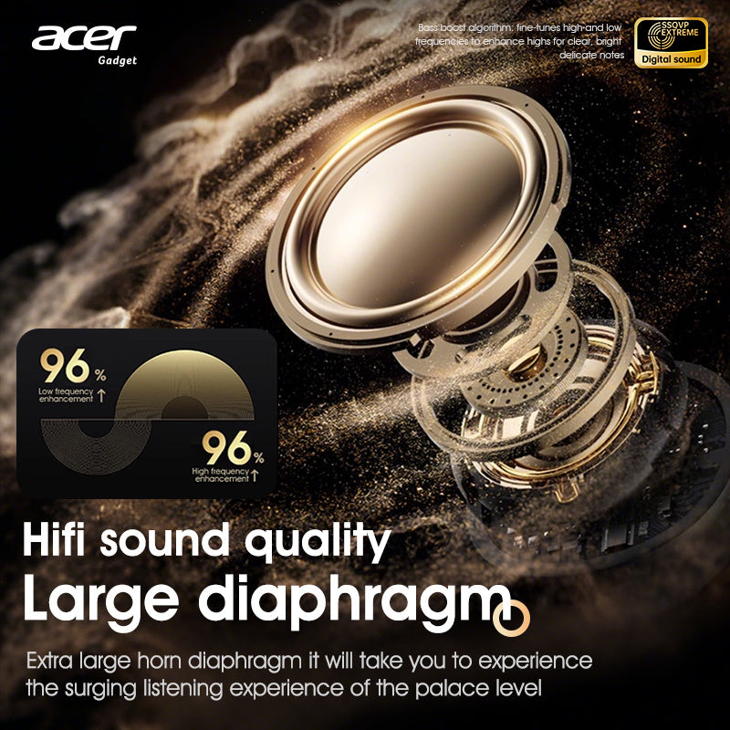 Acer True Wireless Stereo Ohrhörer | Geräuschunterdrückung bei Anrufen, Hi-Fi-Sound, leichtes Touchscreen-Design, extra lange Standby-Zeit, Sport- und Lauf-Ohrhörer,  stilvolles Aussehen