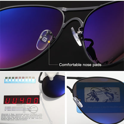 AOWEAR UV400 Piloten-Sonnenbrille für Männer mit polarisierten Spiegelgläsern zum Fahren