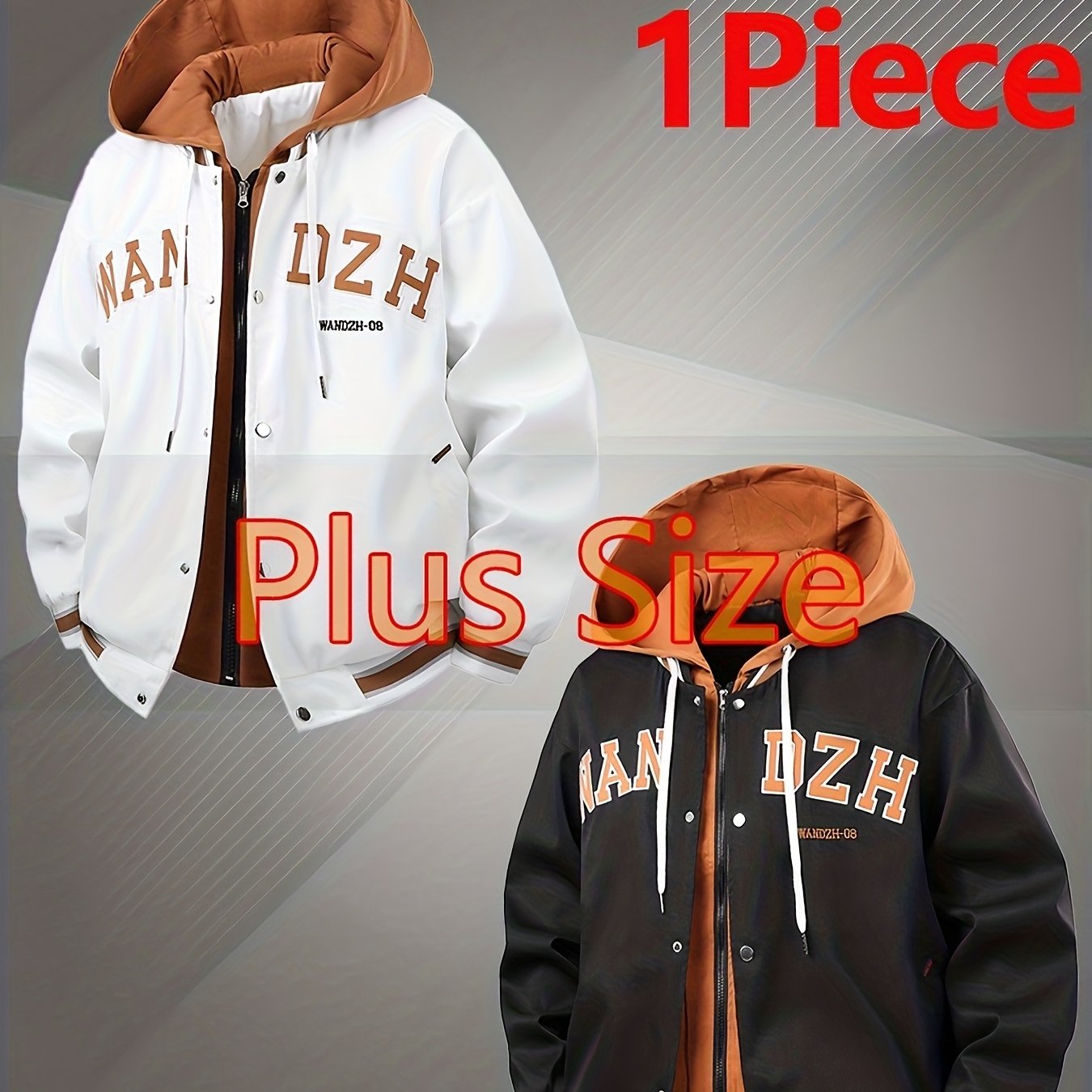 Oversized Bomberjacke für Herren mit Kapuze , geeignet für Outdoor, Handwaschbare warme Pilotenjacke