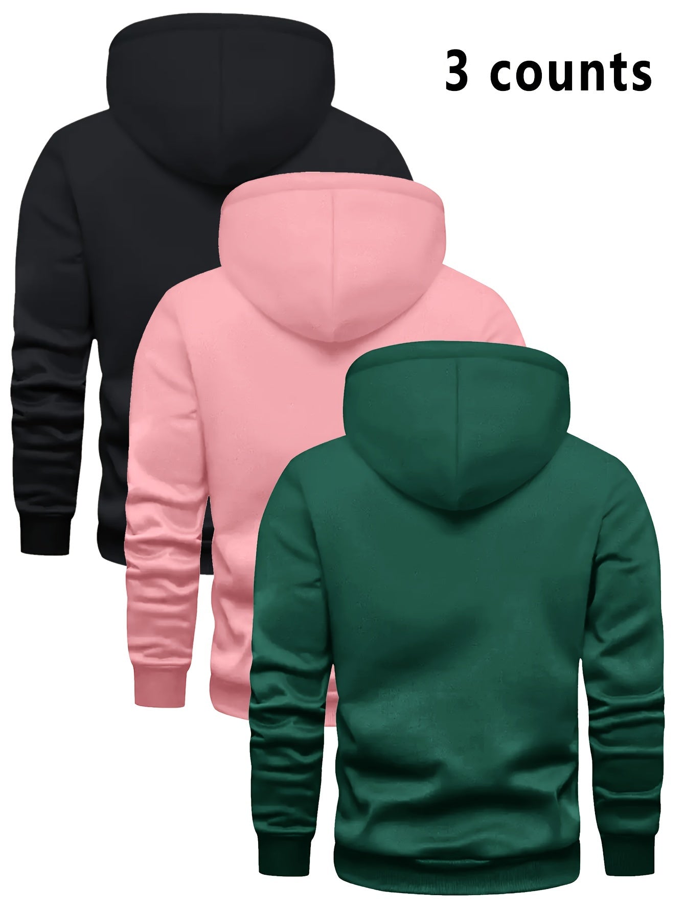 3er-Set Herren-Casual-Hoodies mit Fleece, stilvoll und vielseitig.