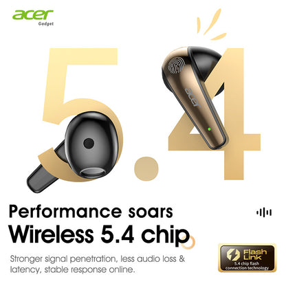Acer True Wireless Stereo Ohrhörer | Geräuschunterdrückung bei Anrufen, Hi-Fi-Sound, leichtes Touchscreen-Design, extra lange Standby-Zeit, Sport- und Lauf-Ohrhörer,  stilvolles Aussehen