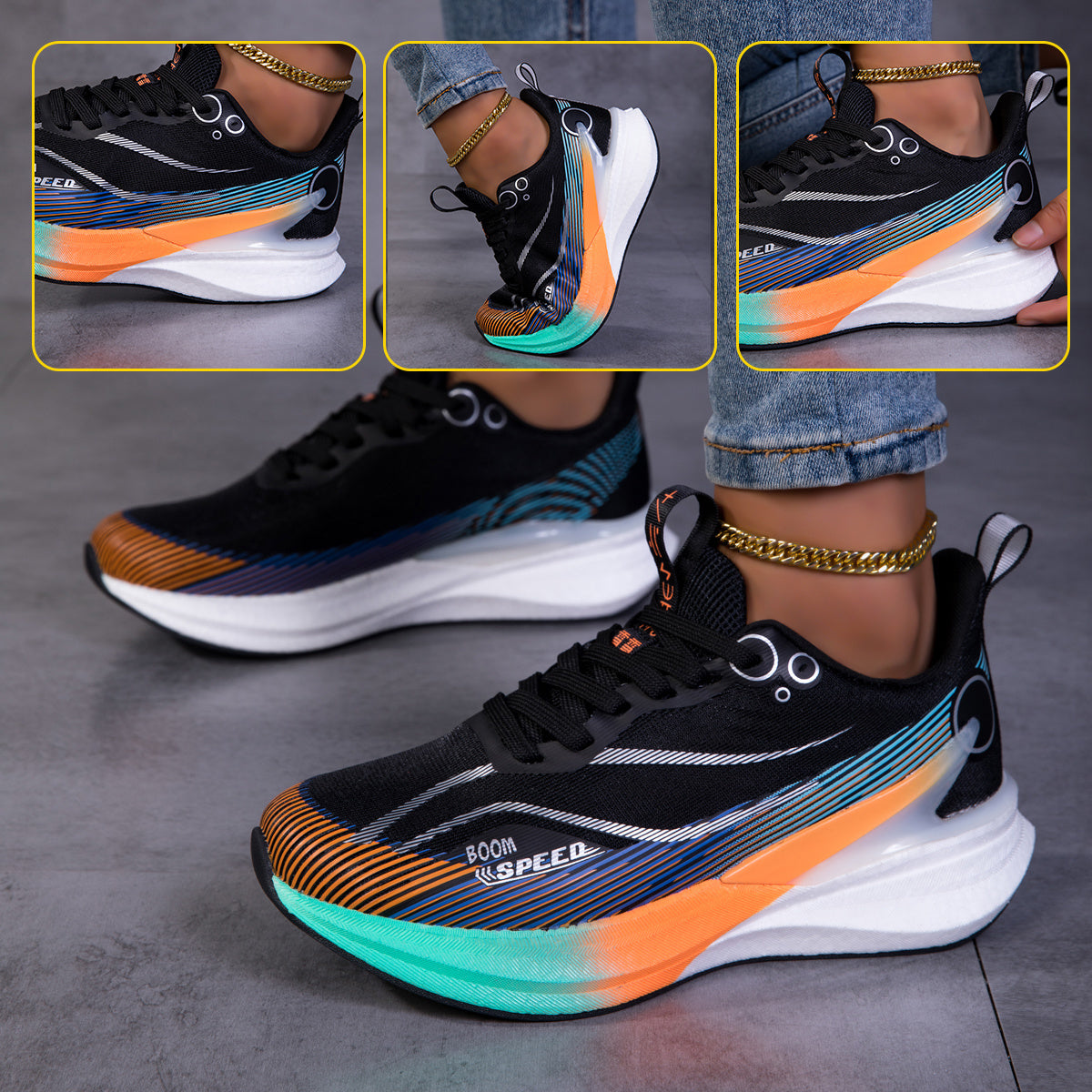 Damen-Casual-Schuhe mit atmungsaktiven Obermaterialien, leicht, bequem und verschleißfeste Carbonsohlen. Geeignet für den Alltag und Outdoor-Aktivitäten, Damenschuhe, Sneaker