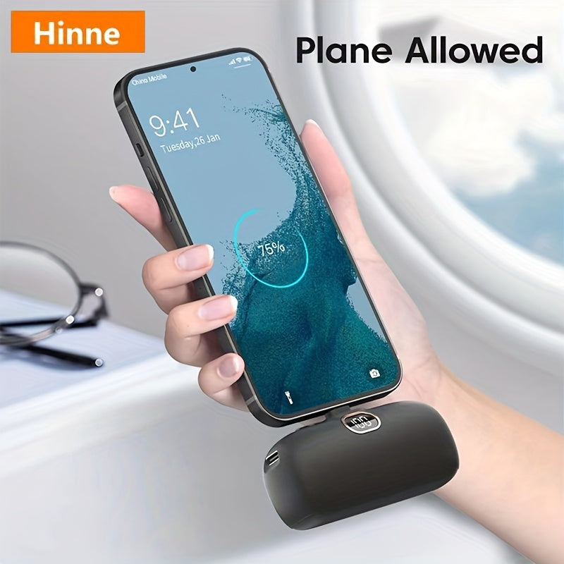 Hinne 5000mAh Mini Tragbares Ladegerät, ultrakompaktes Akku-Pack für unterwegs, Notstrom-Powerbank für das Telefon