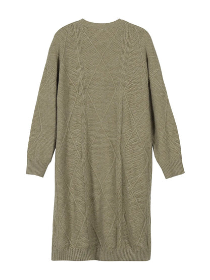 Neuankömmling Herbst/Winter Große Größen Damen Lässiges Lockeres Strickkleid mit Rundhalsausschnitt und langen Ärmeln Herbst/Winter Strickkleid