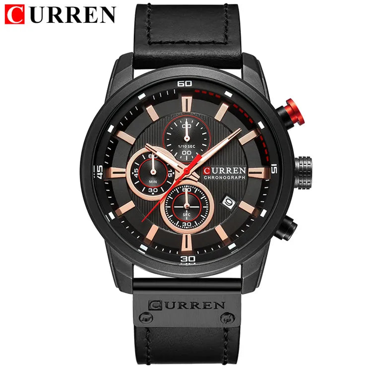 CURREN Uhren für Herren Leder-Sportuhren Herren Army Military Quarz-Armbanduhr Chronograph Männliche Uhr Relogio Masculino