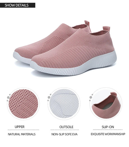 Damen Vulkanisierte Schuhe Hochwertige Damensneaker Slip-On Flache Schuhe Damen Loafers bis Größe 43 Walking Flach