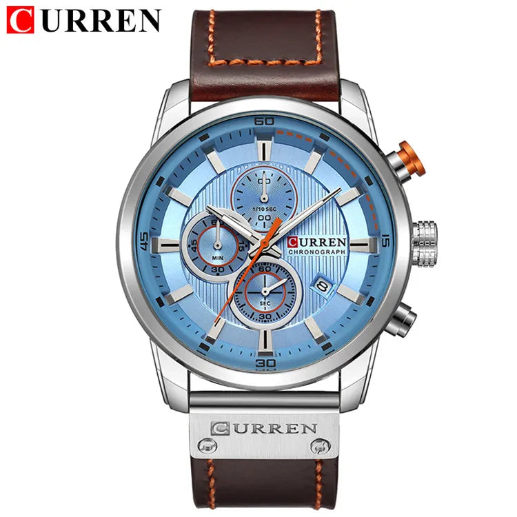 CURREN Uhren für Herren Leder-Sportuhren Herren Army Military Quarz-Armbanduhr Chronograph Männliche Uhr Relogio Masculino