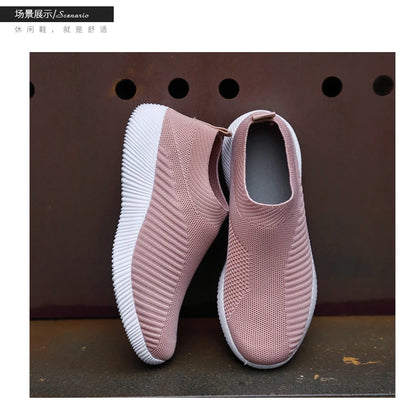 Damen Vulkanisierte Schuhe Hochwertige Damensneaker Slip-On Flache Schuhe Damen Loafers bis Größe 43 Walking Flach