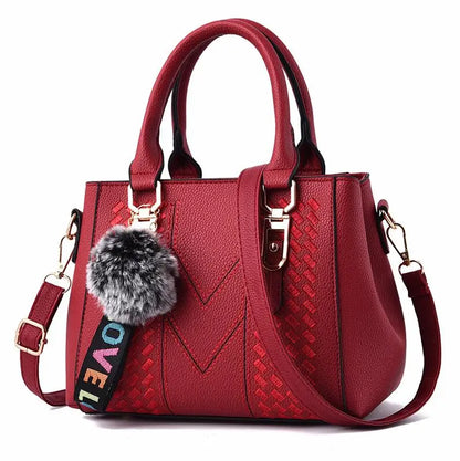 stylische Damen Handtaschen aus PU (Kunstleder) mit Kunstfellapplikationen