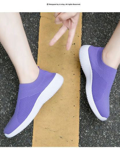 Damen Vulkanisierte Schuhe Hochwertige Damensneaker Slip-On Flache Schuhe Damen Loafers bis Größe 43 Walking Flach