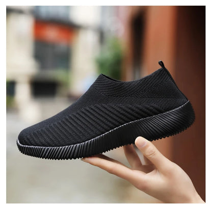 Damen Vulkanisierte Schuhe Hochwertige Damensneaker Slip-On Flache Schuhe Damen Loafers bis Größe 43 Walking Flach
