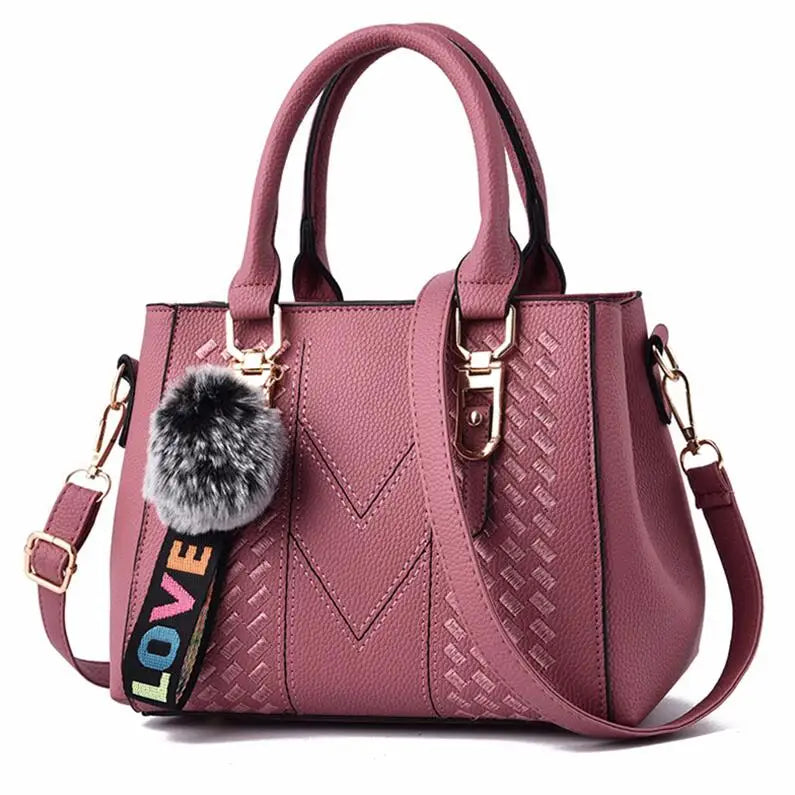 stylische Damen Handtaschen aus PU (Kunstleder) mit Kunstfellapplikationen