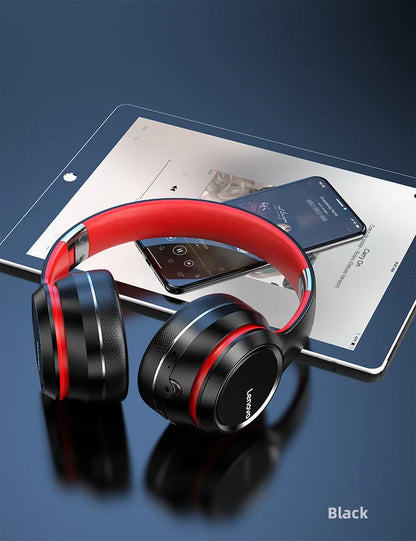 Lenovo HD200 Bluetooth-Ohrhörer Over-Ear, Faltbare Computer-Drahtloskopfhörer mit Geräuschunterdrückung, HiFi-Stereo-Gaming-Headset