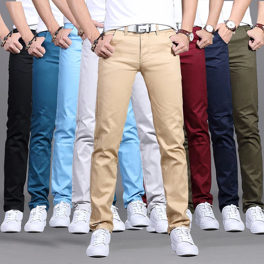 Frühjahr/Sommer Neue Freizeithosen für Männer Baumwolle Slim Fit Chinos Modische Hosen Herrenmarke 9 Farben Plusgröße 28-38