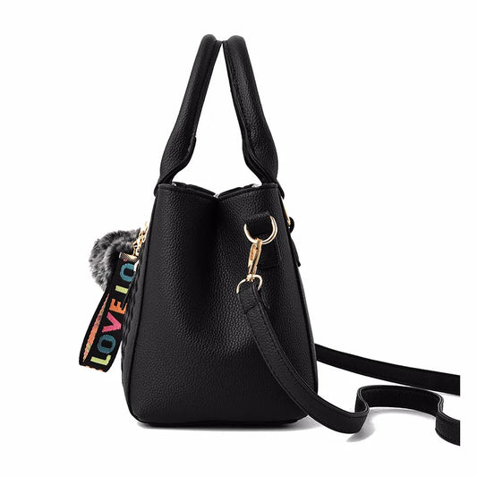 stylische Damen Handtaschen aus PU (Kunstleder) mit Kunstfellapplikationen