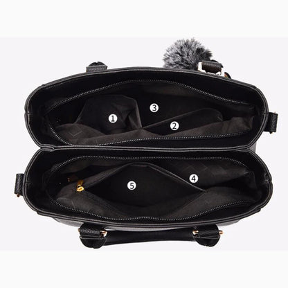 stylische Damen Handtaschen aus PU (Kunstleder) mit Kunstfellapplikationen