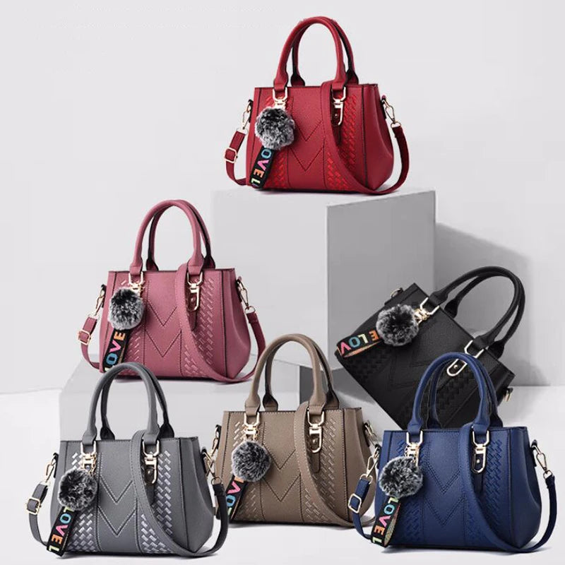 stylische Damen Handtaschen aus PU (Kunstleder) mit Kunstfellapplikationen