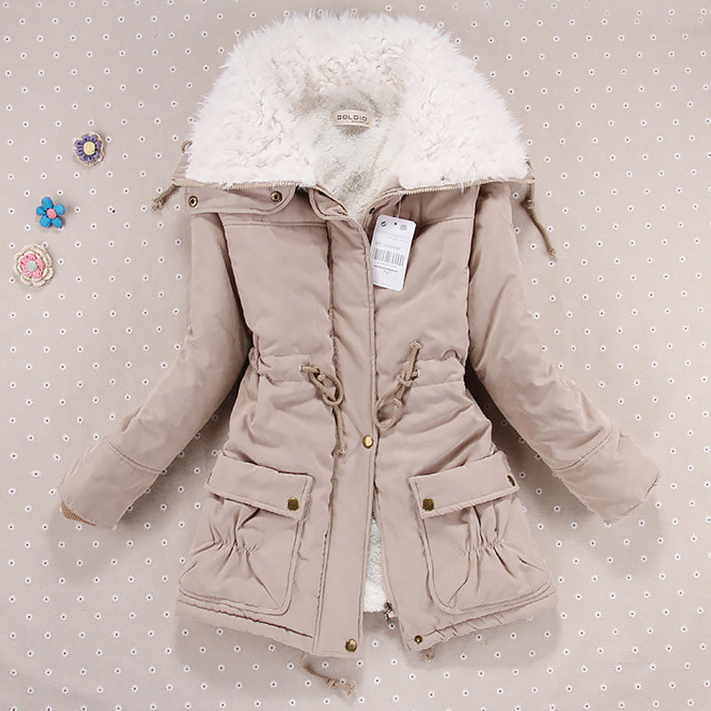 Mädchen Winterjacken Verdickte Kapuzen Lange Daunenjacke Mäntel Schlanke Passform Jacke mit Fellkragen Baumwollgefütterte Kleidung Daunenmäntel