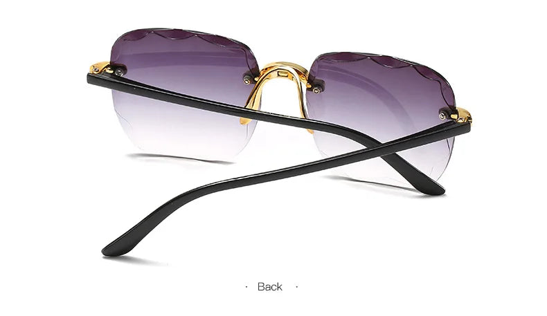 Quadratische randlose Sonnenbrille für Damen, Luxusmarken-Designer, Sommer, rote Gläser, modische Sonnenbrille für Herren, UV400-Schutz, Shades Oculos