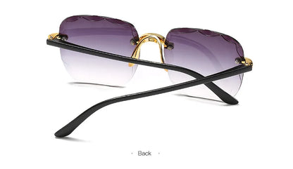 Quadratische randlose Sonnenbrille für Damen, Luxusmarken-Designer, Sommer, rote Gläser, modische Sonnenbrille für Herren, UV400-Schutz, Shades Oculos