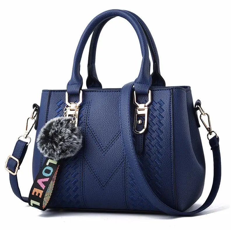 stylische Damen Handtaschen aus PU (Kunstleder) mit Kunstfellapplikationen