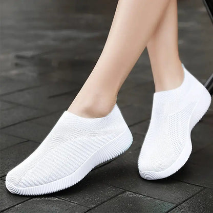 Damen Vulkanisierte Schuhe Hochwertige Damensneaker Slip-On Flache Schuhe Damen Loafers bis Größe 43 Walking Flach