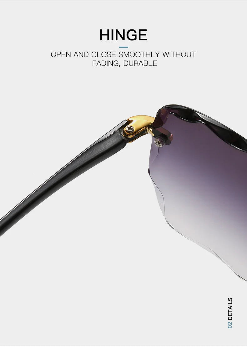 Quadratische randlose Sonnenbrille für Damen, Luxusmarken-Designer, Sommer, rote Gläser, modische Sonnenbrille für Herren, UV400-Schutz, Shades Oculos