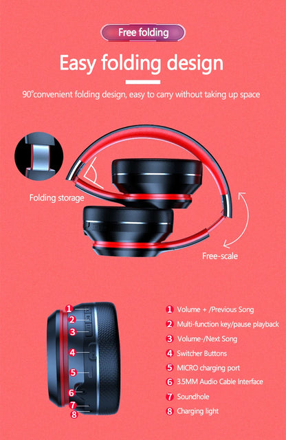 Lenovo HD200 Bluetooth-Ohrhörer Over-Ear, Faltbare Computer-Drahtloskopfhörer mit Geräuschunterdrückung, HiFi-Stereo-Gaming-Headset