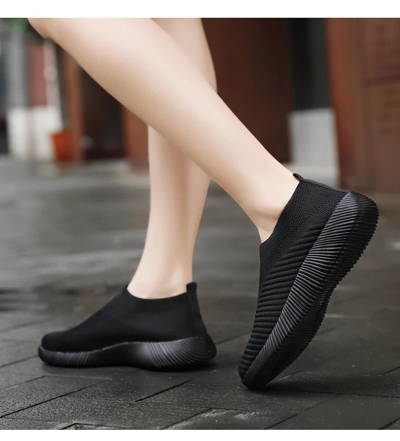 Damen Vulkanisierte Schuhe Hochwertige Damensneaker Slip-On Flache Schuhe Damen Loafers bis Größe 43 Walking Flach