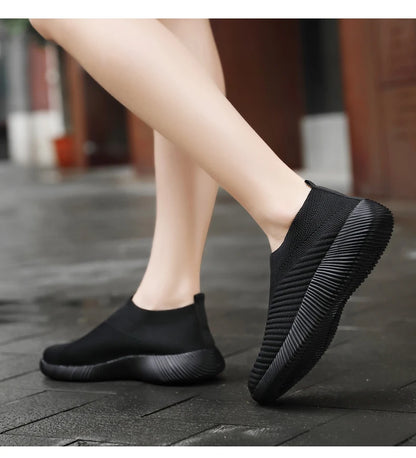 Damen Vulkanisierte Schuhe Hochwertige Damensneaker Slip-On Flache Schuhe Damen Loafers bis Größe 43 Walking Flach