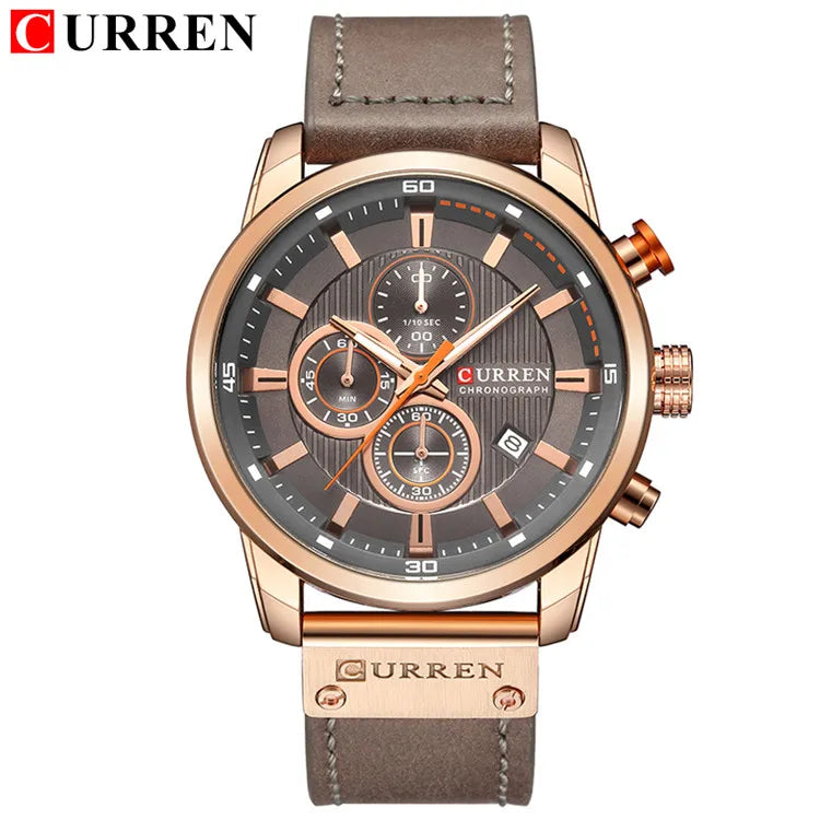 CURREN Uhren für Herren Leder-Sportuhren Herren Army Military Quarz-Armbanduhr Chronograph Männliche Uhr Relogio Masculino
