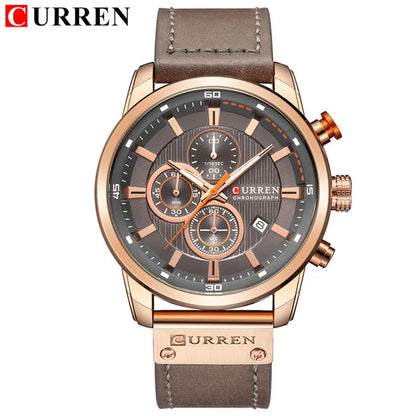 CURREN Uhren für Herren Leder-Sportuhren Herren Army Military Quarz-Armbanduhr Chronograph Männliche Uhr Relogio Masculino