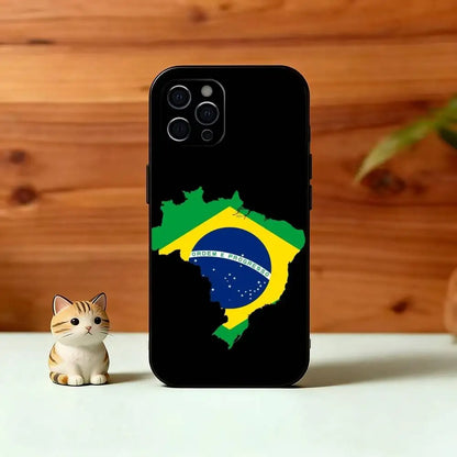 B-Brasilien B-brasilianische Flagge Handyhülle für iPhone 17, 16, 15, 14, 13, 12, 11 Plus, Pro Max, Andere Weiche Schwarze Hülle