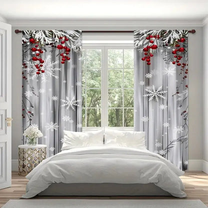 Weihnachtsvorhänge mit Schneeflockenmotiv, Weihnachtsdekorationen, Schlafzimmer und Wohnzimmer, Wohnungsdekoration, Raumdekoration