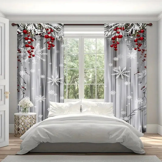 Weihnachtsvorhänge mit Schneeflockenmotiv, Weihnachtsdekorationen, Schlafzimmer und Wohnzimmer, Wohnungsdekoration, Raumdekoration