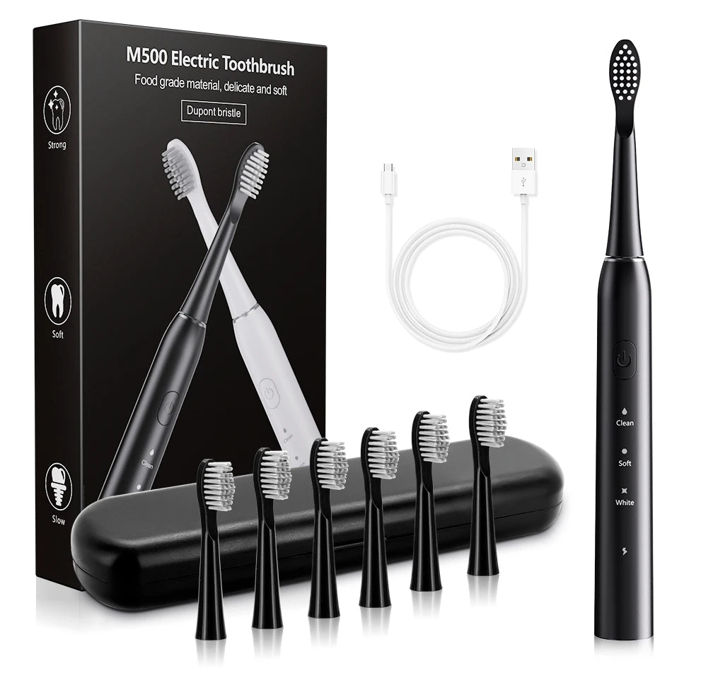 Sonic Elektrische Zahnbürsten für Erwachsene Smart-Timer Zahnbürste zur Zahnaufhellung IPX7 Wasserdicht 6 Austauschbare Bürstenköpfe Set