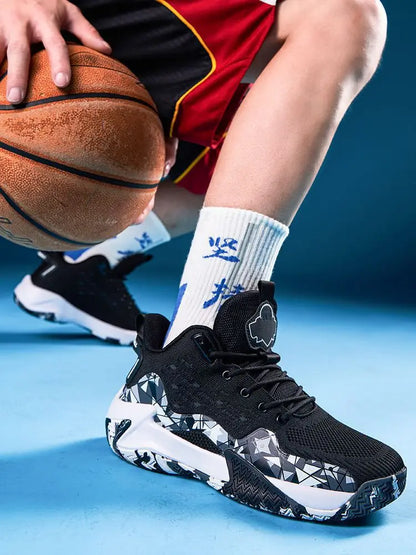 Hochwertige Herren-Basketballschuhe Marke Herren Sneakers Luxuriöses Design Mesh Atmungsaktive Sportschuhe High-Top Rutschfeste Freizeitschuhe