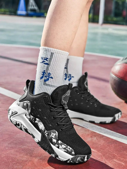 Hochwertige Herren-Basketballschuhe Marke Herren Sneakers Luxuriöses Design Mesh Atmungsaktive Sportschuhe High-Top Rutschfeste Freizeitschuhe