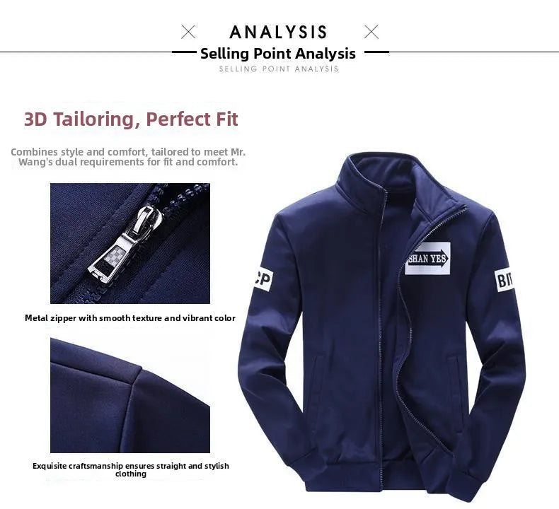 Trendiger Hoodie Herren Stehkragenjacke Lässige Sportbekleidung Lange Hose Frühling Herbst Jugend Große Größen Kleidung Set