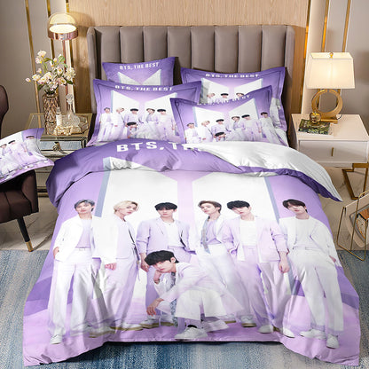 BTS Herren Gruppe Bettwäsche Musikband Bettwäsche für alle Jahreszeiten Twin-Bettwäsche-Set 3-teilig Steppbett Bettdeckenbezug Doppel-King-Bettwäsche-Set