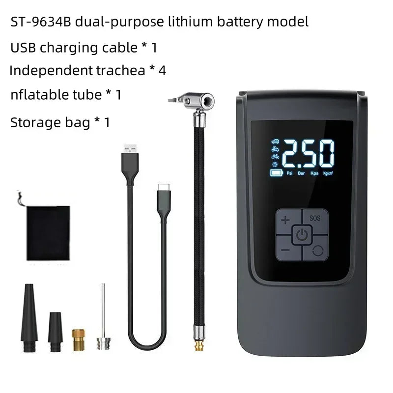 Luftkompressor Luftpumpe für Auto Tragbarer Reifenaufblasgerät Elektrische Motorradpumpe Luftkompressor für Auto, Motorräder, Fahrräder