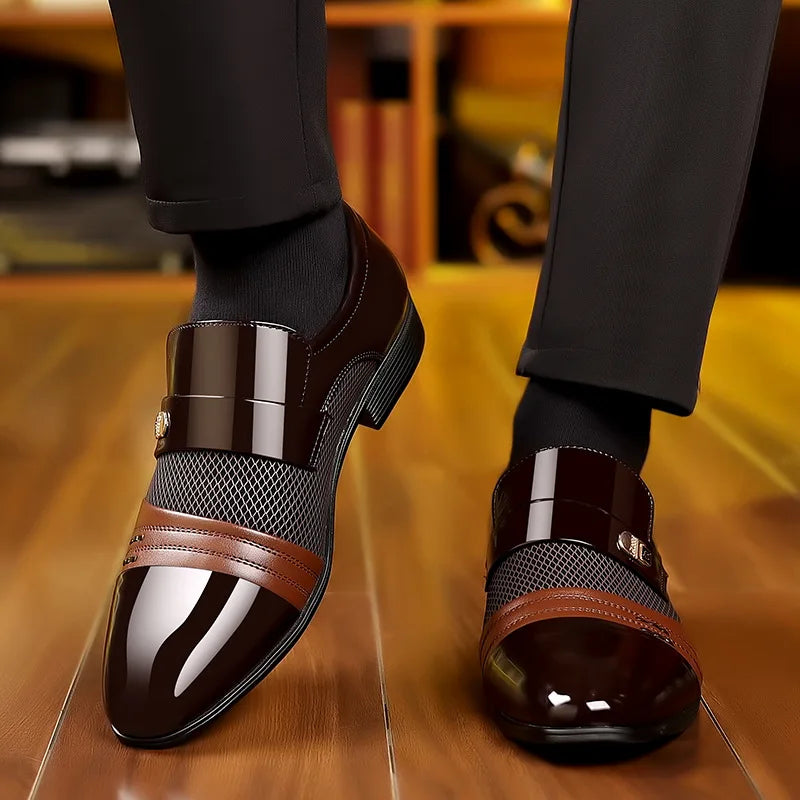 Edle Kunstleder Oxford Schuhe Herren Luxus Lack Hochzeitsschuhe Spitz zulaufende Business Schuhe für Herren Klassische Lederschuhe Große Größen 38-48