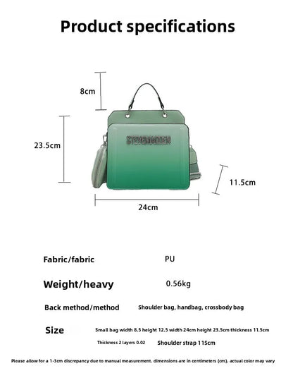 Modische kleine quadratische Handtasche für Damen, Schultertasche mit Buchstabenprint, Farbverlauf Crossbody-Tasche, Retro-Europäischer Stil, PU...