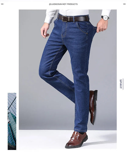 Neue Herren Leichte Luxus-Stretch-Slim-Fit-Hose Bequeme Weiche Business-Mode Gerade Lässige Denim-Hosen Herrenmarke Kleidung