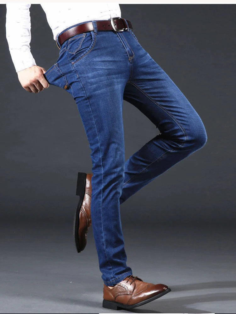 Neue Herren Leichte Luxus-Stretch-Slim-Fit-Hose Bequeme Weiche Business-Mode Gerade Lässige Denim-Hosen Herrenmarke Kleidung